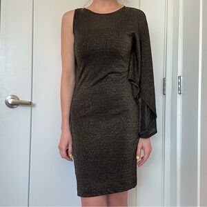 Ted Baker Shimmering Black One-Shoulder Dress